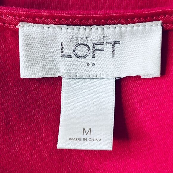 Ann Taylor Loft Dress Size M Lace Trim Red Mini Pullover Sleeveless - Picture 6 of 8